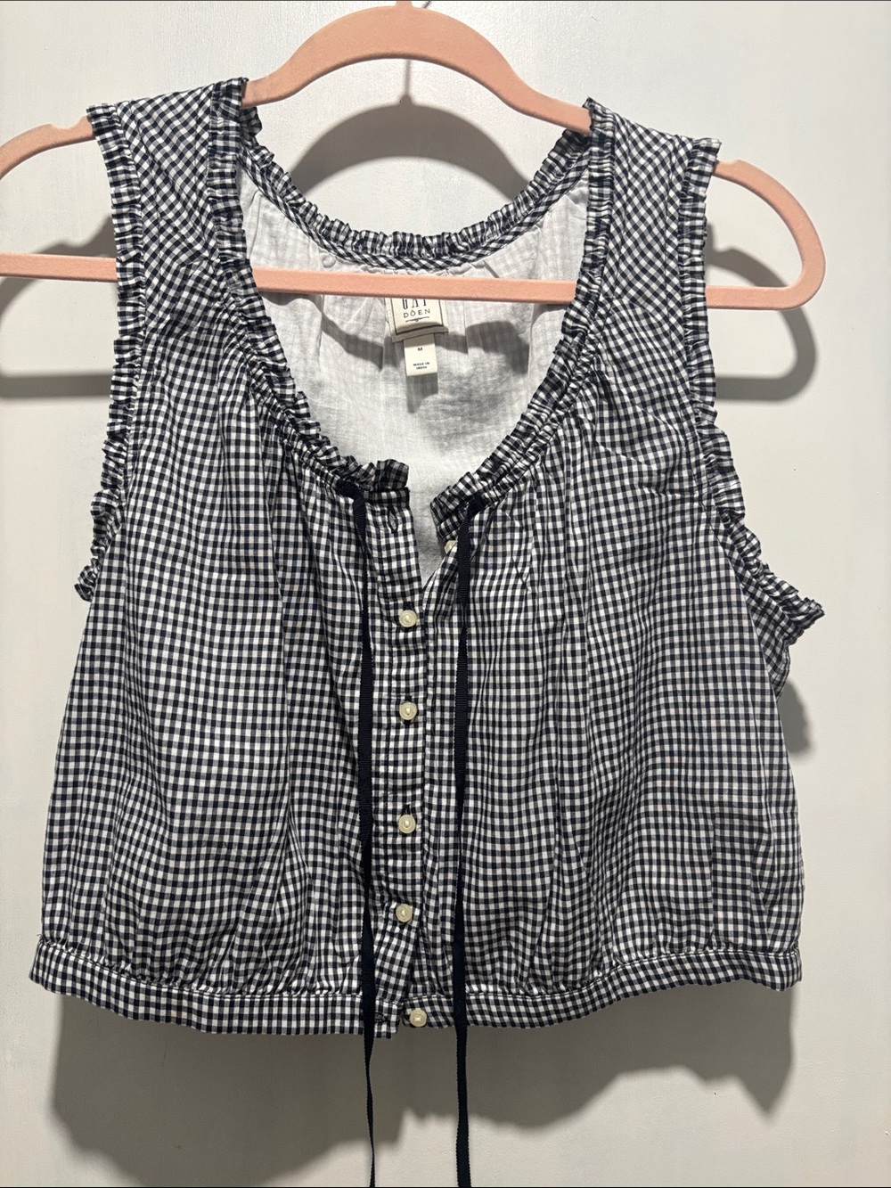 GAP x DOEN gingham sleeveless crop button down top size medium limited edition